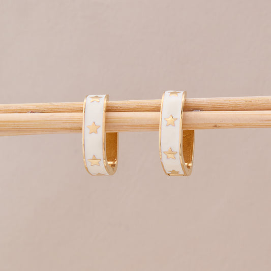 Golden Starry Night Hoop Earrings