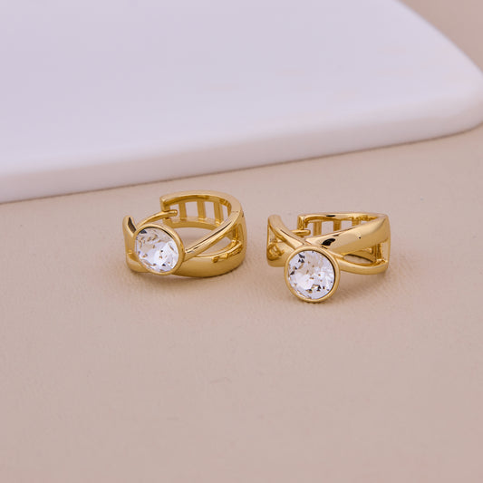 Golden Embrace Crystal Hoops