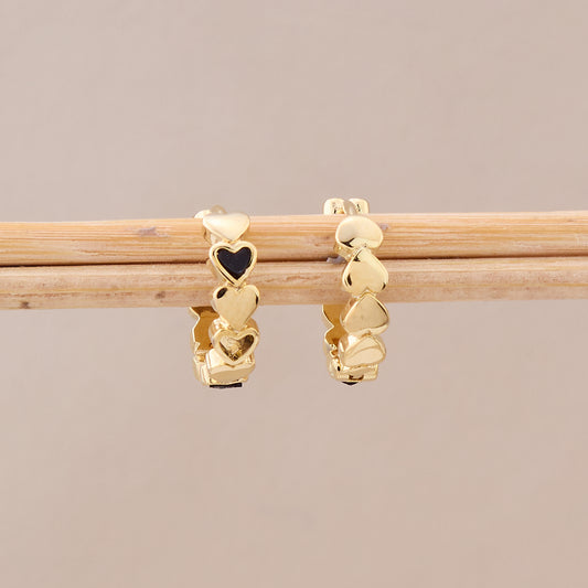 Golden Heart Chain Hoop Earrings