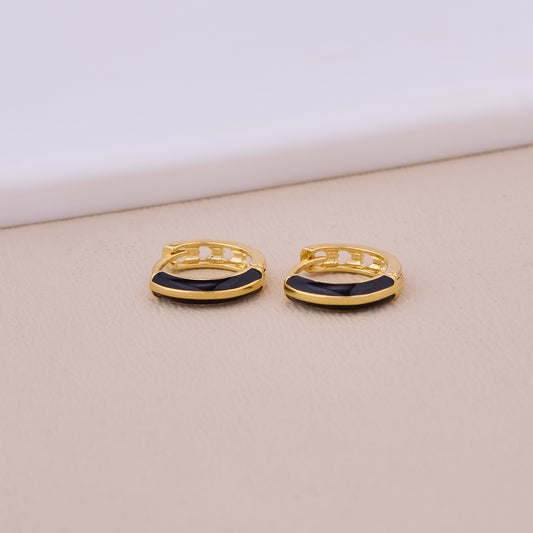 Golden Noir Enamel Hoops
