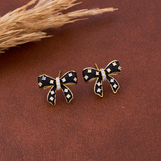 Noir Bow Earrings Chic & Playful Elegance