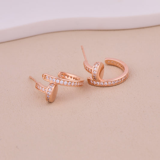 Rose Gold Sparkle Open Hoops
