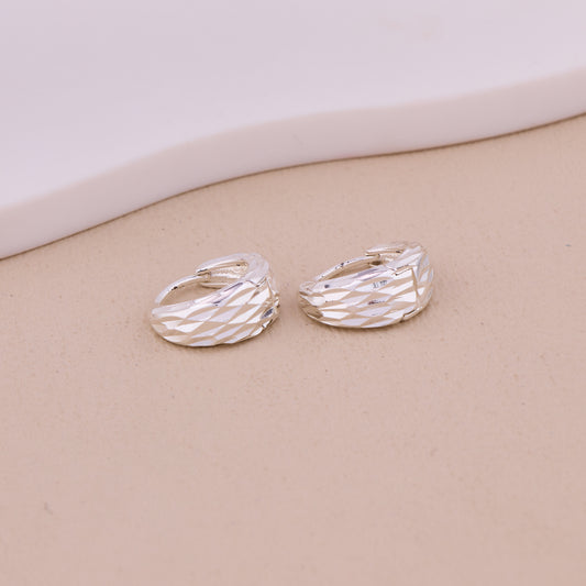 Textured Silver Teardrop Hoops