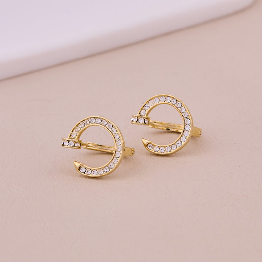 Golden Spark Crystal C-Hoop Earrings