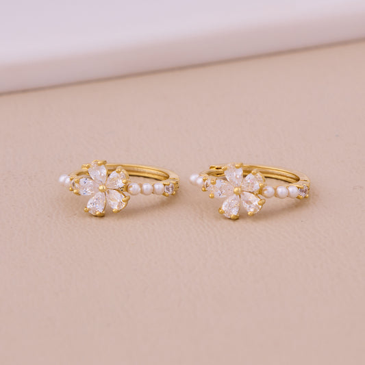 Blossom Pearl & Crystal Hoop Earrings