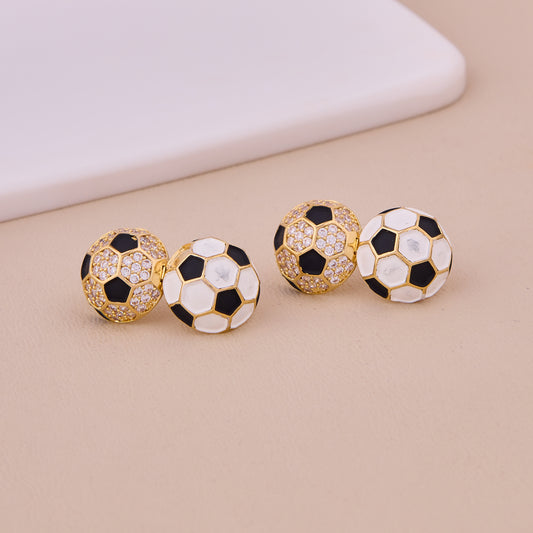 Soccer Ball Crystal Stud Earrings
