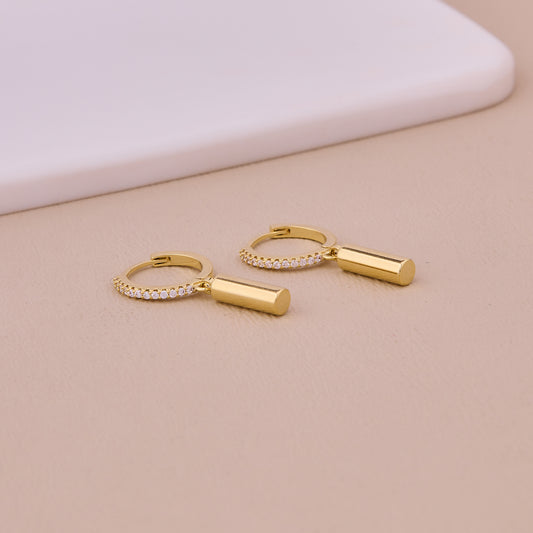 Crystal Bar Drop Hoop Earrings