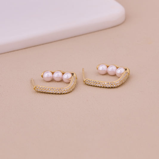 Pearl Accent Crystal Hoop Earrings