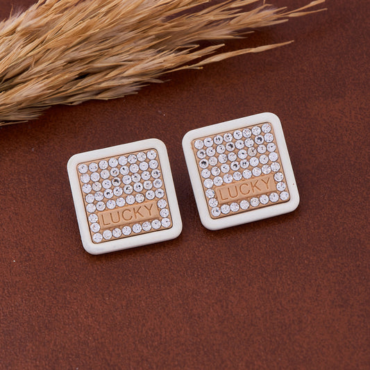 Elegant Gold & White Earrings with Diamonds