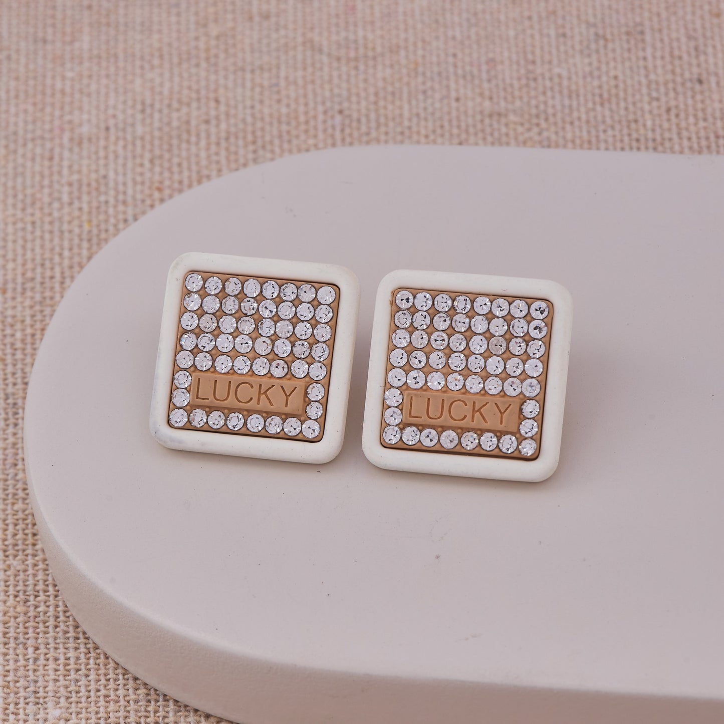 Elegant Gold & White Earrings with Diamonds