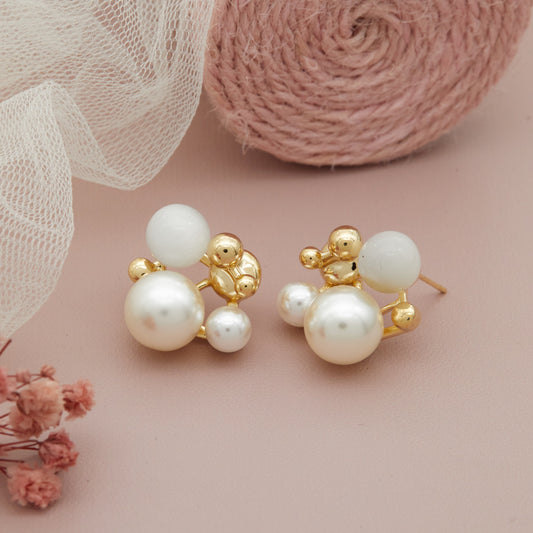 Pearl Earrings with Textile Detail – Artistic & Stylish