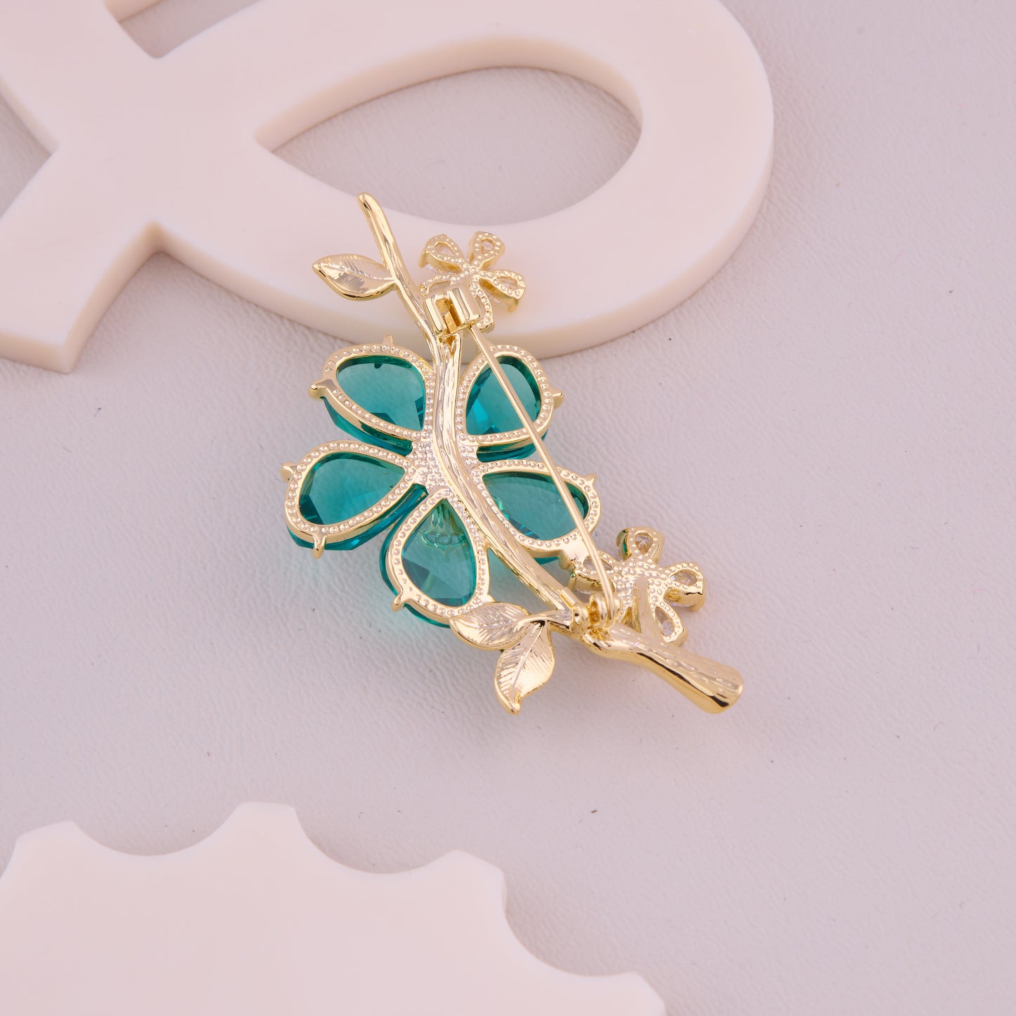 Emerald Blossom Pearl Brooch