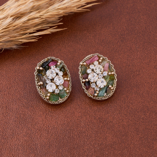 Floral Radiance Stone and Crystal Earrings
