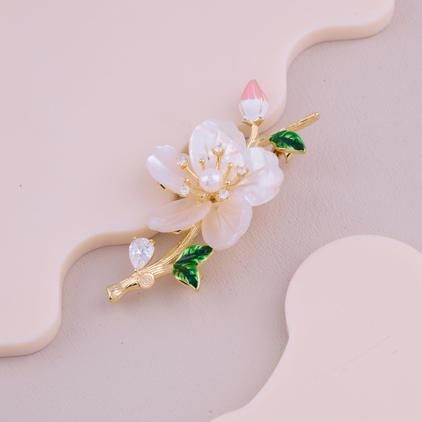 Pearl Blossom Floral Brooch
