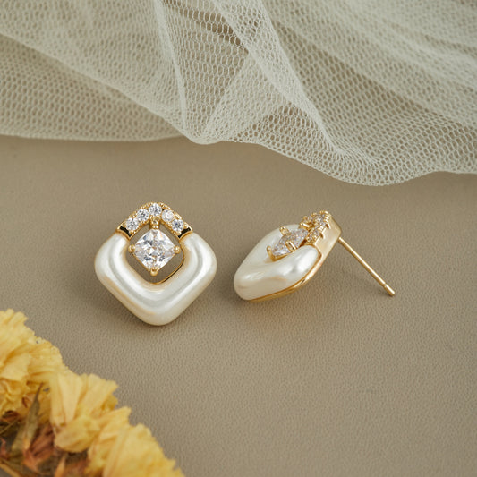 Elegant Ivory Flower Earrings with Diamonds — Wedding & Special Occasion Jewelry