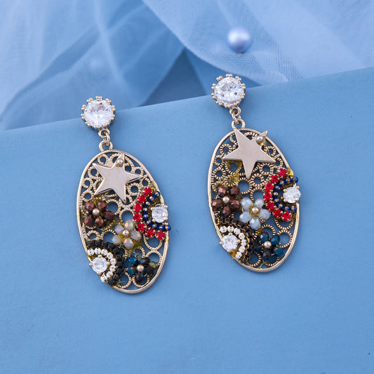Oval Starry Mosaic Earrings