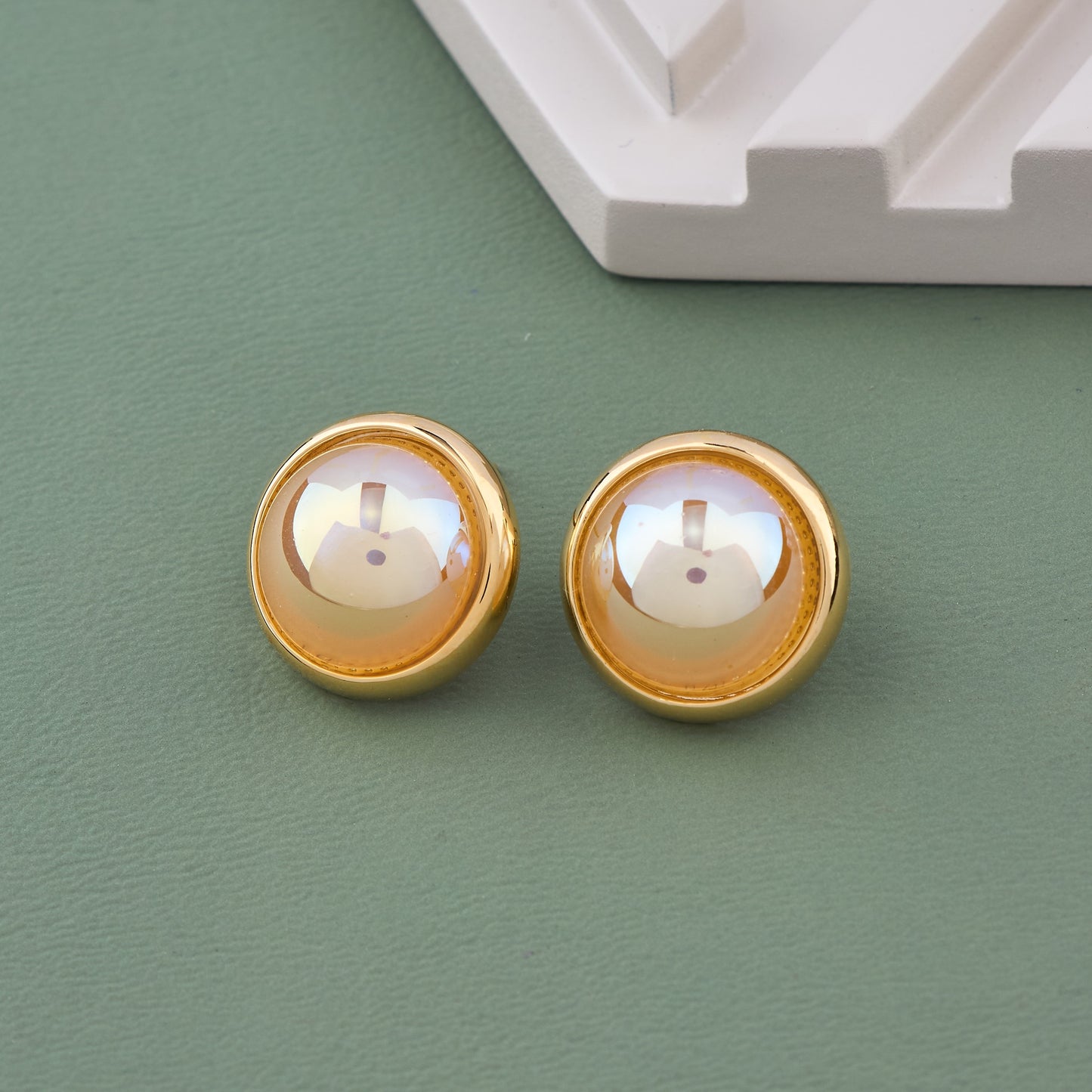 Floral Gold Earrings with Pearls and Crystals