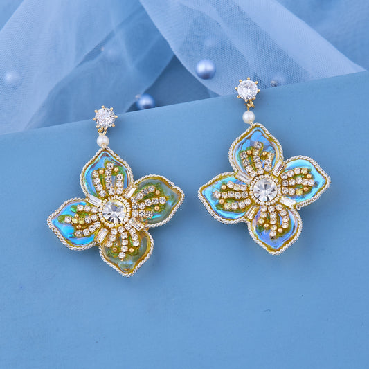 Iridescent Blossom Drop Earrings