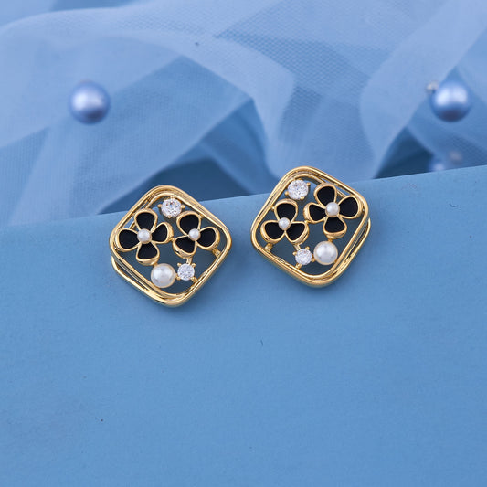 Floral Elegance Square Stud Earrings