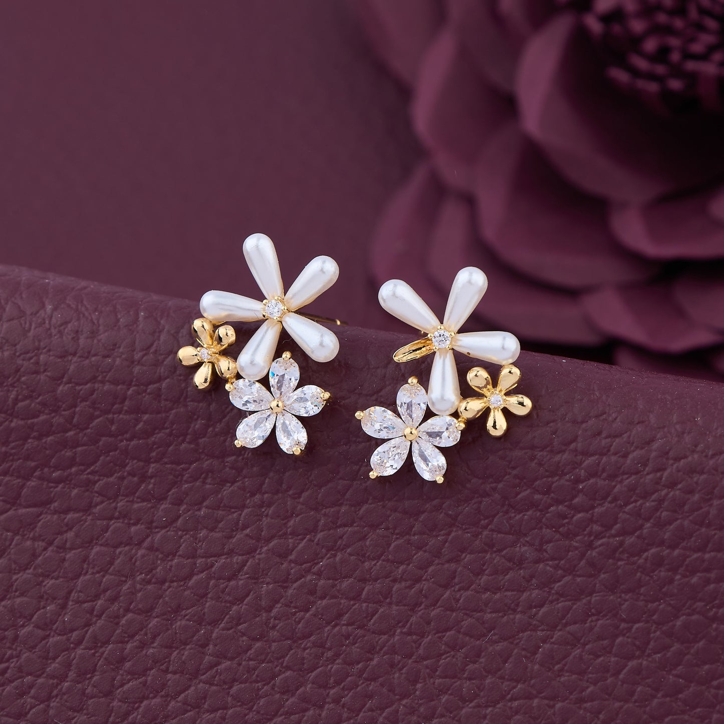 Floral Diamond Earrings with Intricate Design