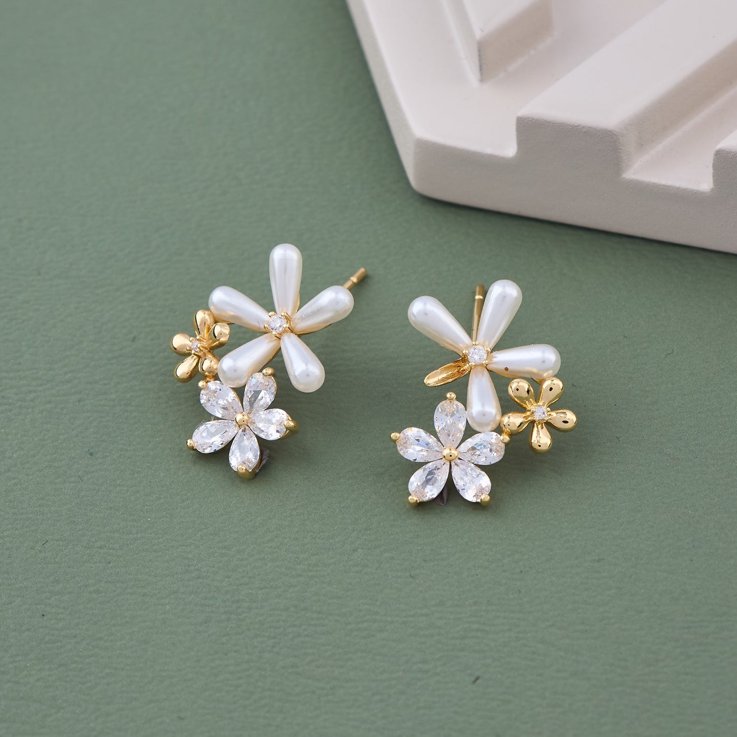 Floral Diamond Earrings with Intricate Design