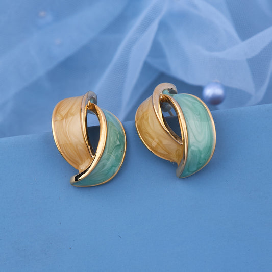 Elegant Earrings with Gemstone and Enamel Details