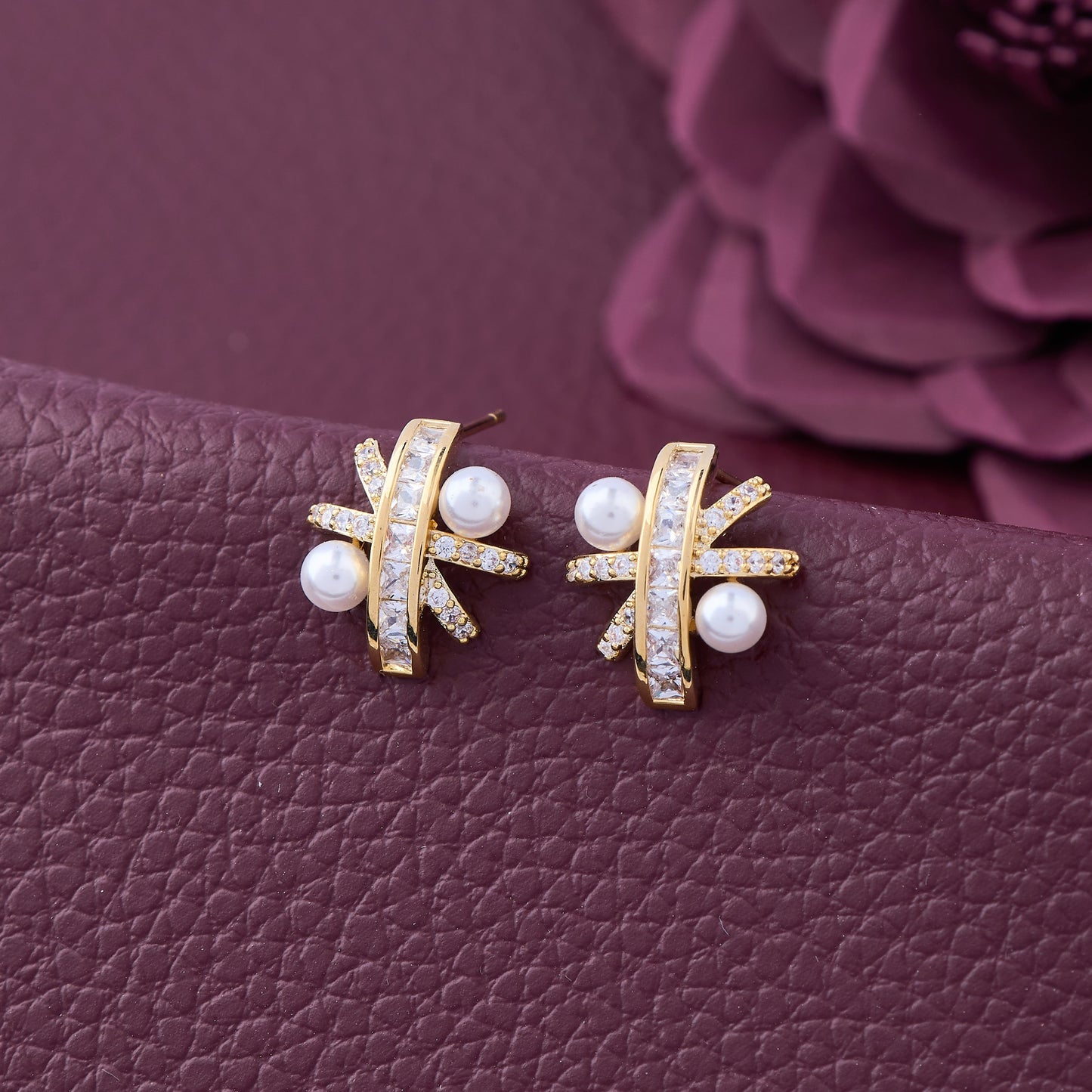 Gold Earrings with Diamonds Bling Elegance