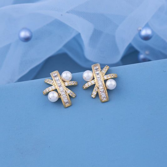 Gold Earrings with Diamonds Bling Elegance