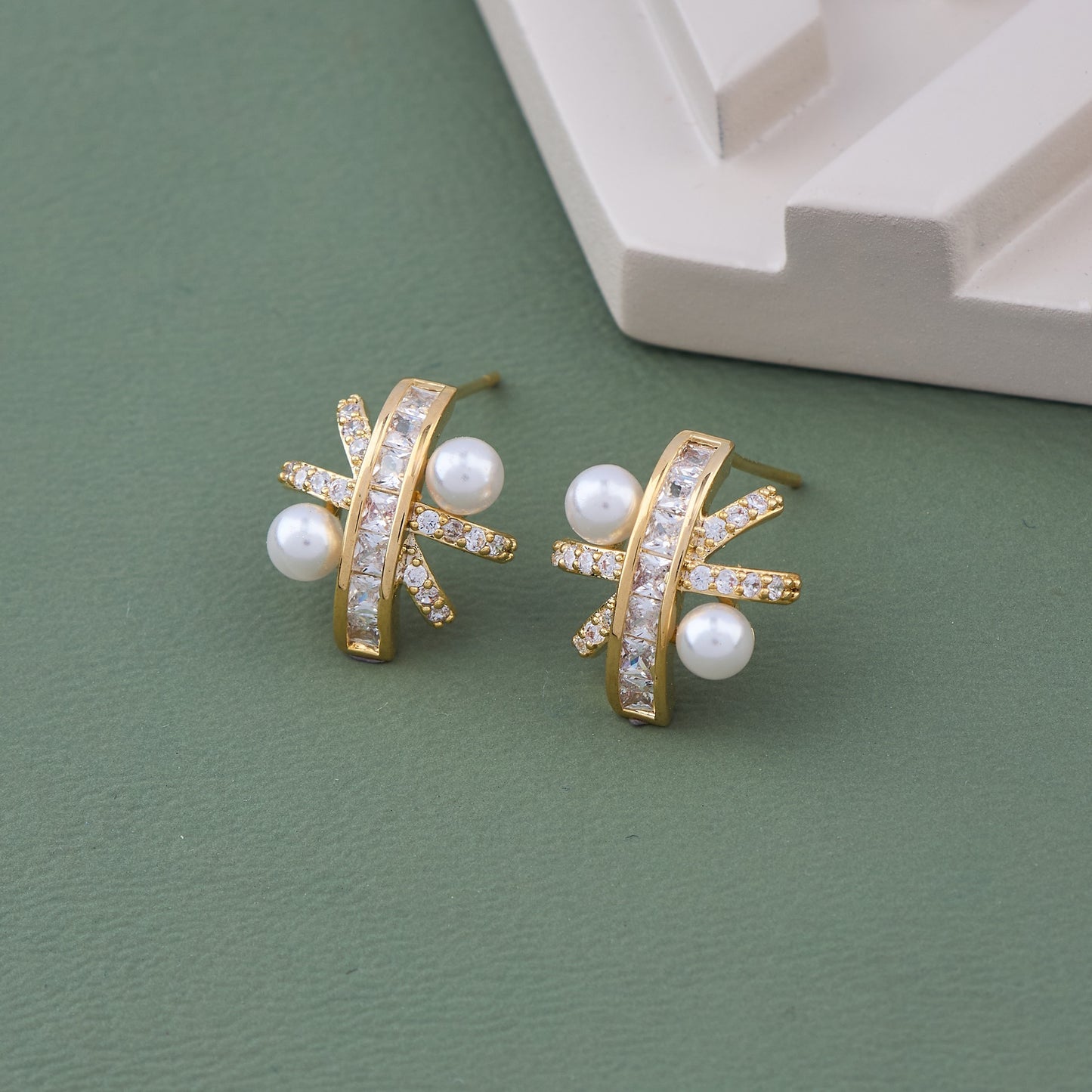 Gold Earrings with Diamonds Bling Elegance