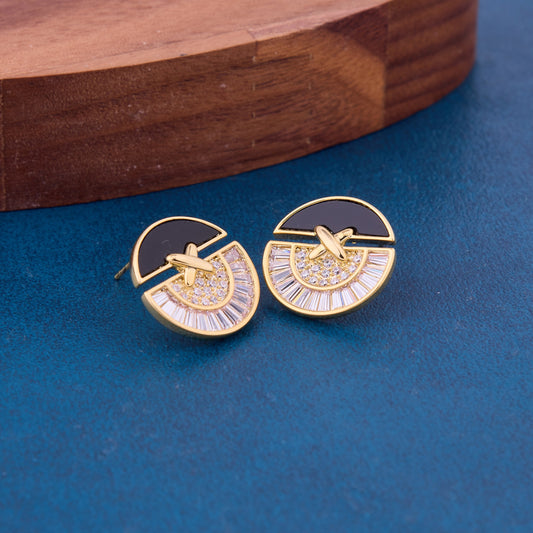 Rustic Charm Metal & Wood Coin-Shaped Earrings