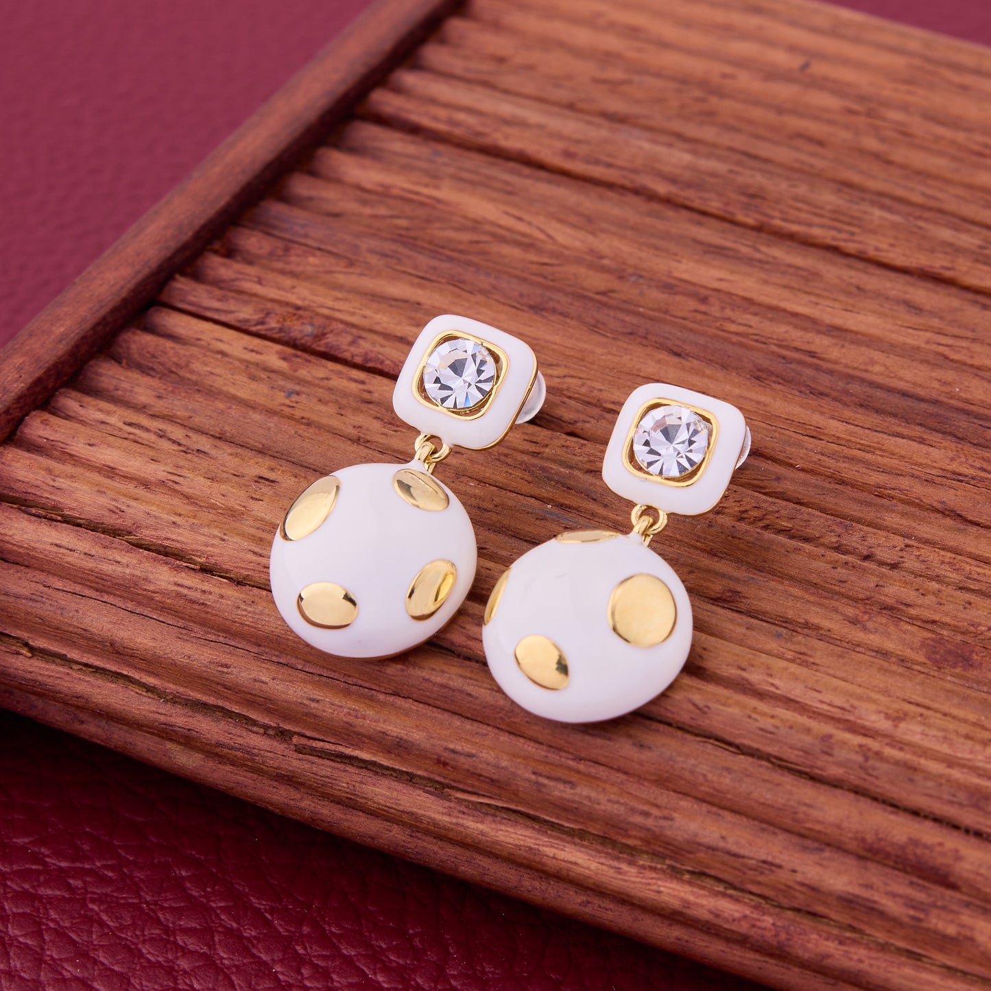 Gold Dot and Diamond Earrings Elegant Luxury