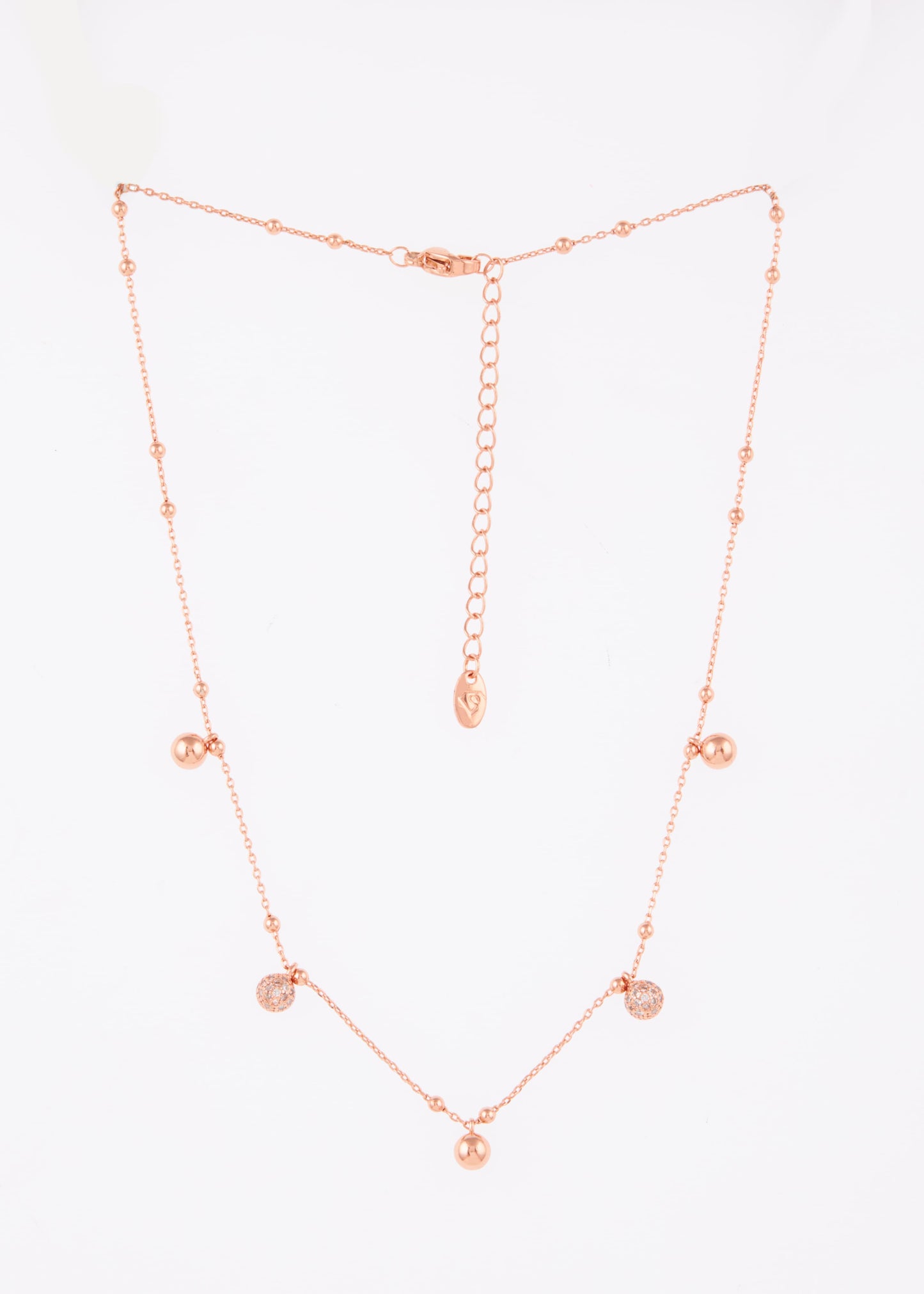 Rose Gold-Plated Beaded Charm Necklace by GC Premium Jewellery