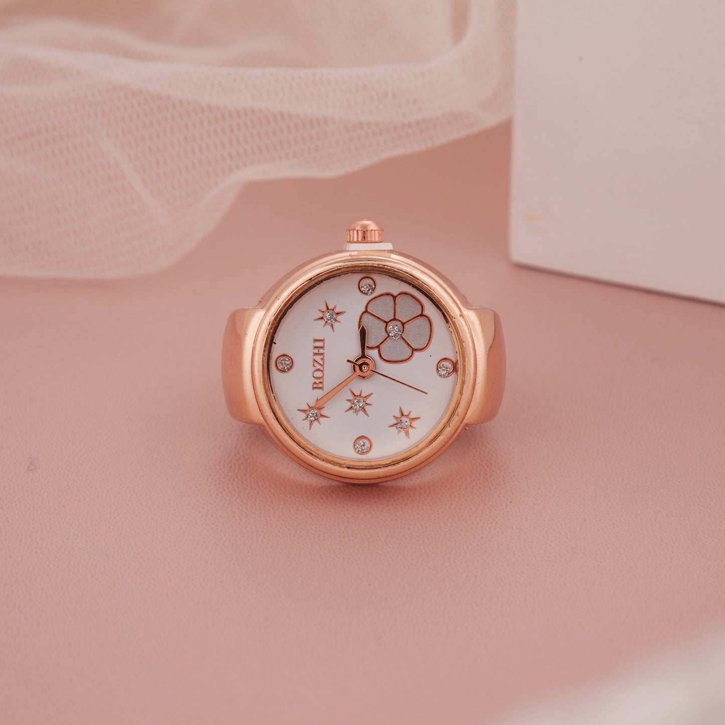Elegant Floral Rose Gold Ring Watch – GC Premium Jewellery