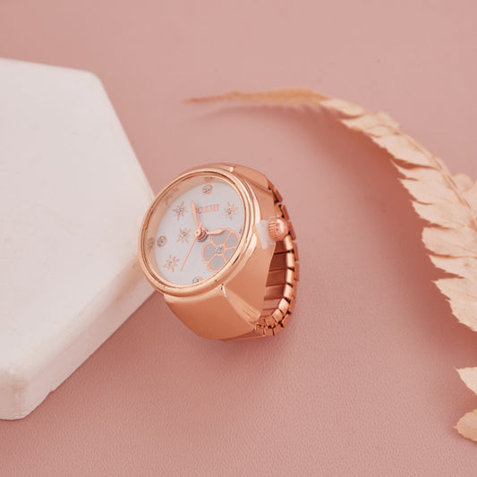 Elegant Floral Rose Gold Ring Watch – GC Premium Jewellery