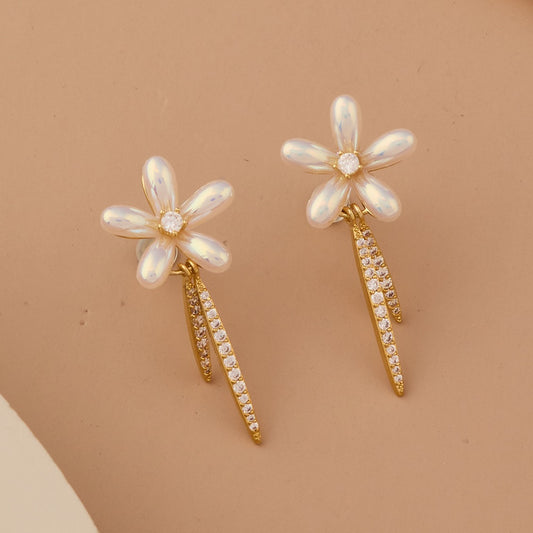 Floral Diamond & Pearl Earrings Elegant Craftsmanship