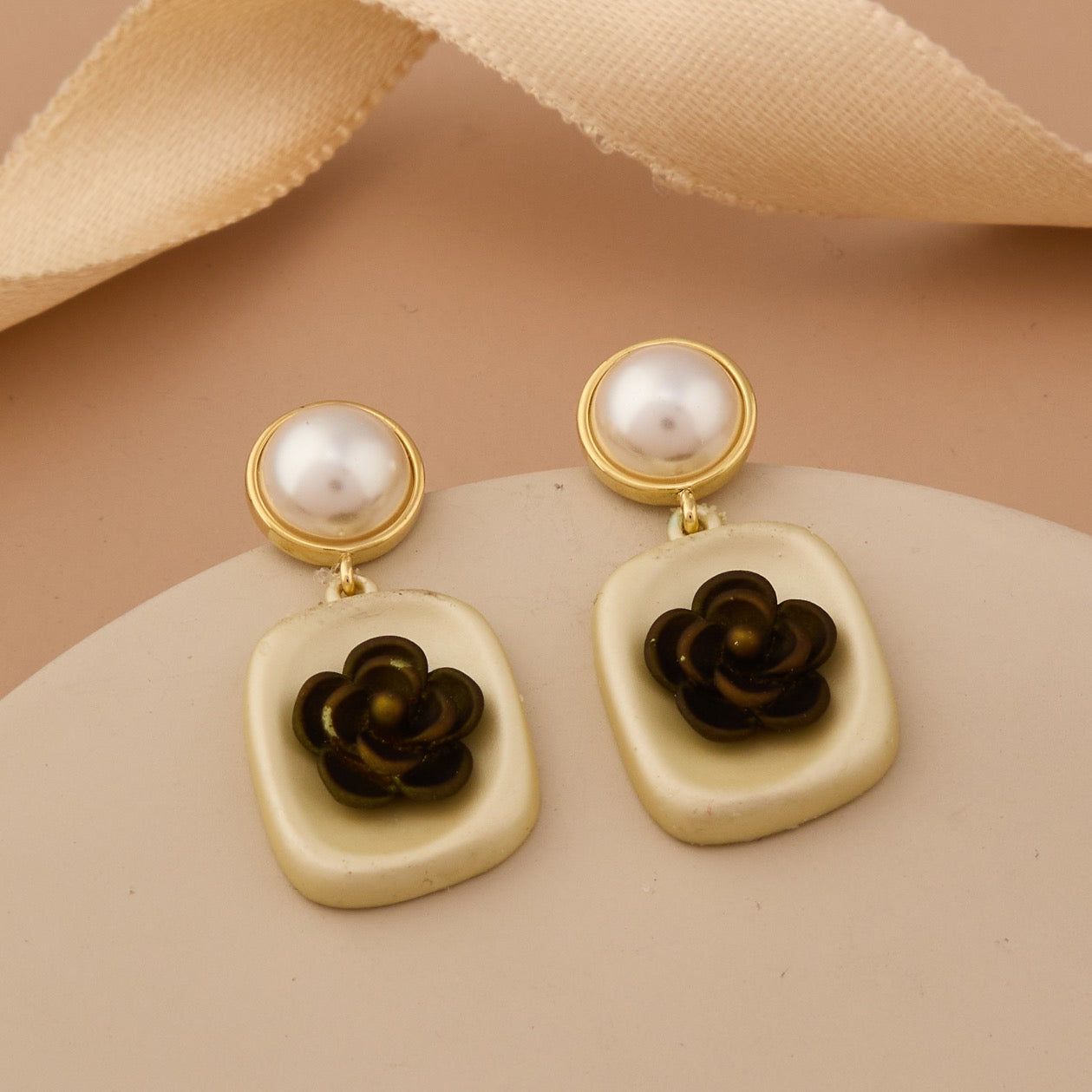 Floral Pearl Earrings Timeless Elegance