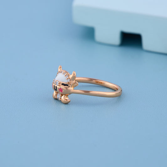 Cute Devil Face Rose Gold Adjustable Ring