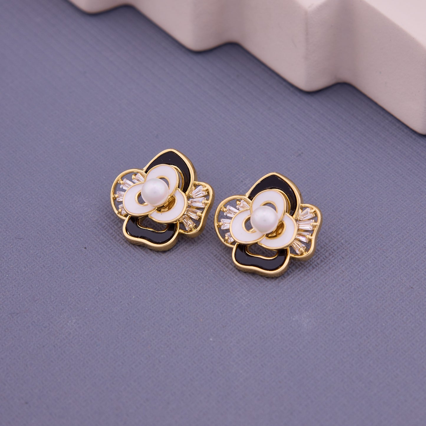 Gold Floral Pearl Earrings