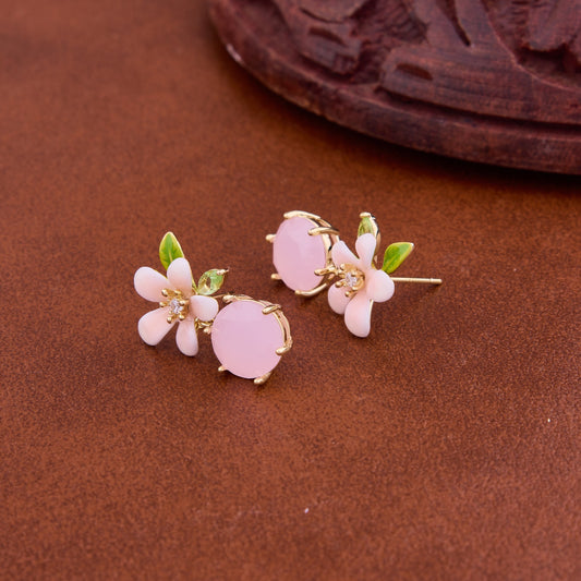 Floral Earrings with Embedded Stones