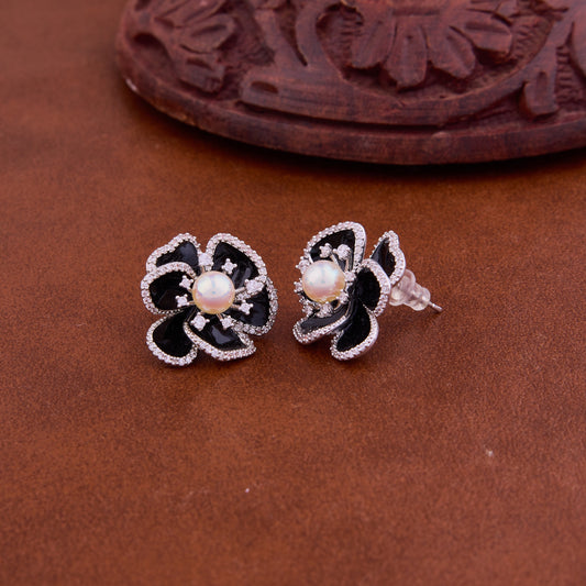 Monochrome Elegance Handmade Black & White Stone Earrings