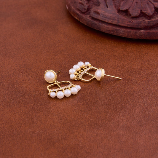 Golden Grace Pearl-Adorned Gold Earrings