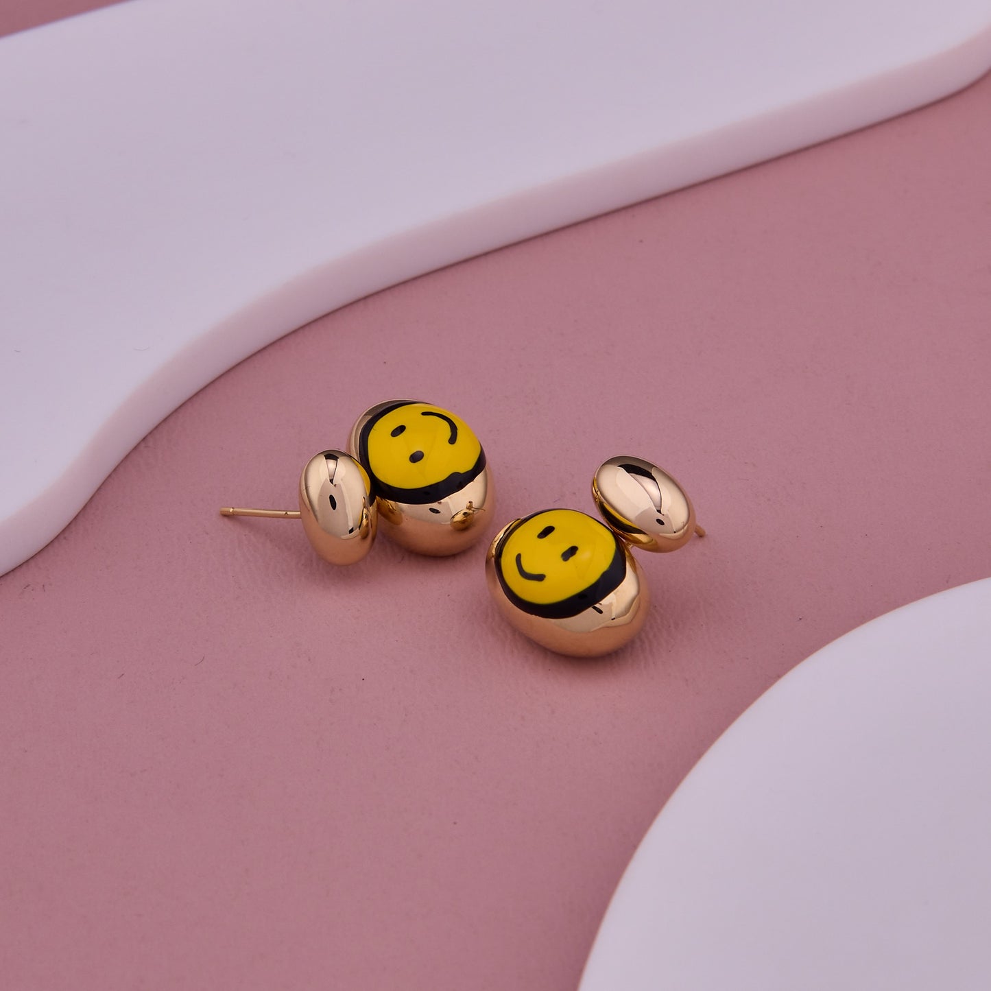 Cheer Up Smiley Face Statement Earrings