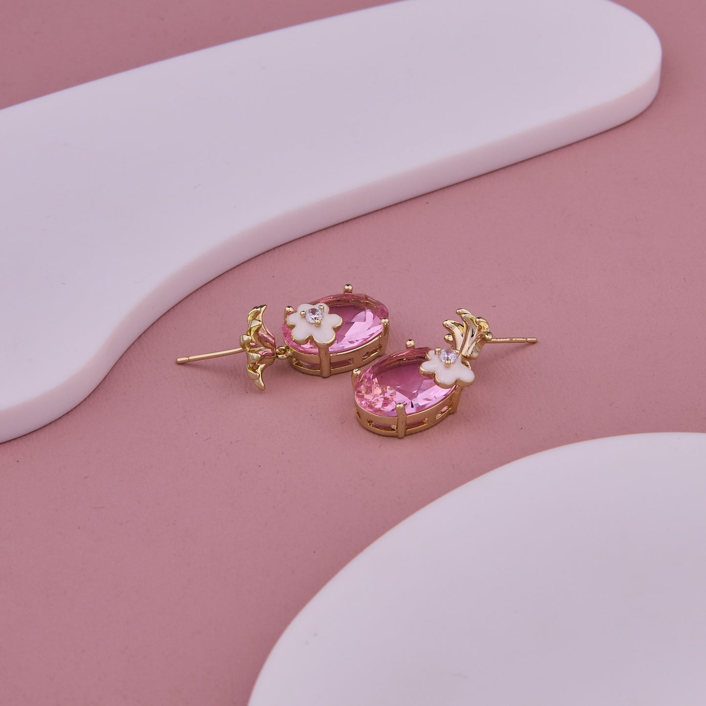 Blossom Pink Stone Earrings