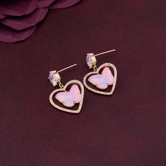 Pink Butterfly Gemstone Earrings
