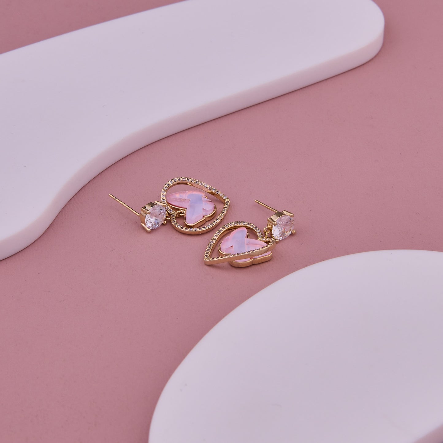 Pink Butterfly Gemstone Earrings