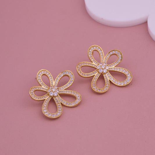 Timeless Elegance Diamond-Studded Gold Earrings