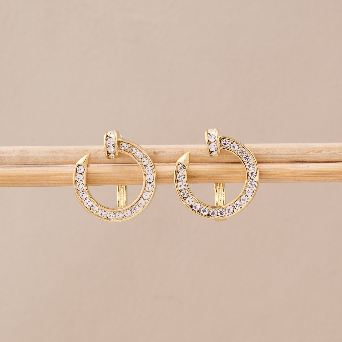 Golden Spark Crystal C-Hoop Earrings