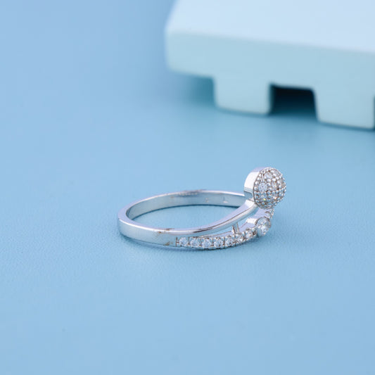 Crystal Ball Silver Ring