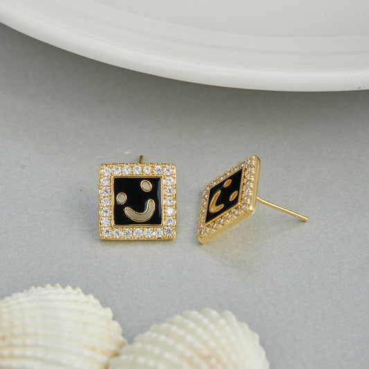 White Shell Smiley Face Earrings Playful & Charming Accessory