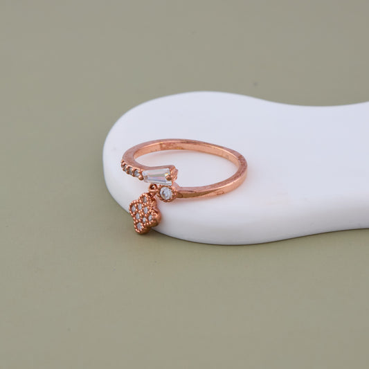 Rose Gold Crystal Charm Ring